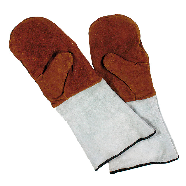 Baking mittens leather with cuffs, 450 mm