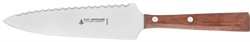 Cake knife, serrated, wooden handle, 180mm