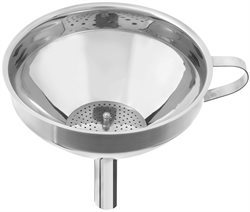 Stainless steel funnel with sieve, 120mm