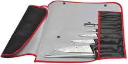 Cook's starter set, roll up bag with 9 compartments, contains 6 knives