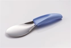 Spatula with plastic ergonomic handle for carapina, blue