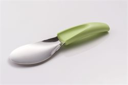 Spatula with plastic ergonomic handle for carapina, green