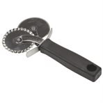 Dough- and pizza cutter - double, plain/serrated