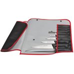 Cook's starter set, roll up bag with 9 compartments, contains 6 knives